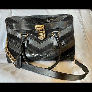 Michael Kors Hamilton Leather/Suede Chevron Bag